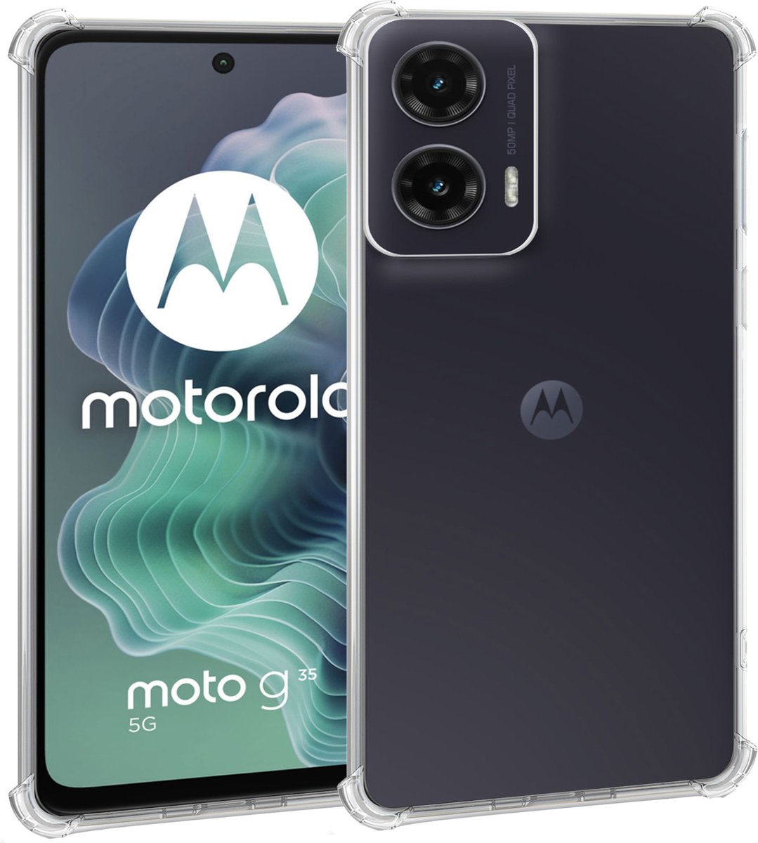 Geschikt voor Motorola Moto G35 - Hoesje - Shock Proof Case – Cover Transparant
