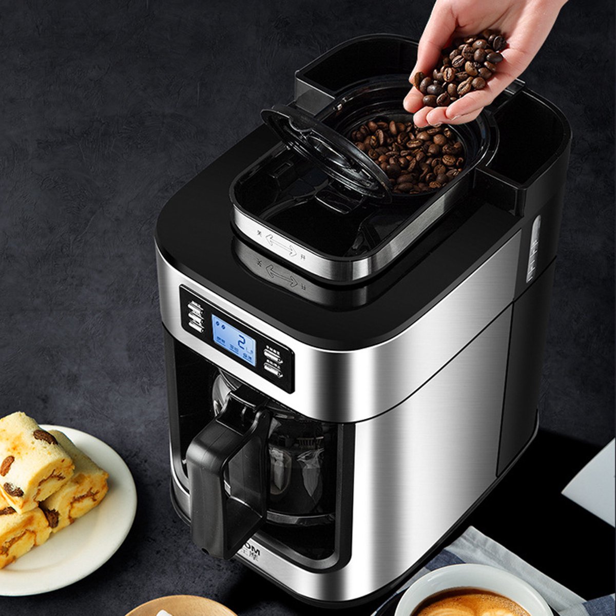 Volautomatische 2-in-1 Koffiemachine Espresso-Koffiemachine - Filterkoffie - Elektrische Koffiemolen - LED-display - Automatische Warmhoudfunctie — afbeelding 4
