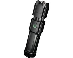 Krachtige LED Zaklamp - Usb Oplaadbare LED Zaklamp - Uitschuifbaar Zoom Functie - LED Flashlight - Perfecte Reiseditie - Kleur Zwart -