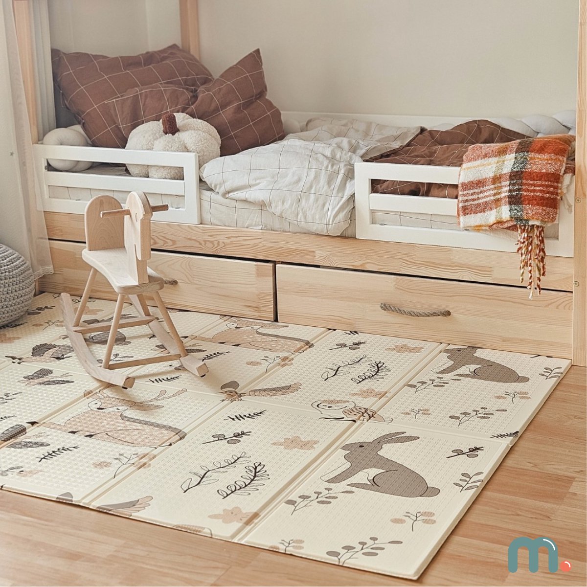 Schuimmat voor Baby's, Dubbelzijdige Opvouwbare Mat Groot 180 x 120 x 1 cm, Boho-stijl Mat voor Kinderkamer, XPE Schuimmat voor Baby — afbeelding 2