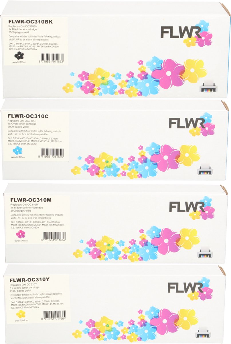 FLWR - Toners / Oki 44469 multipack / zwart en kleur / Geschikt voor Oki