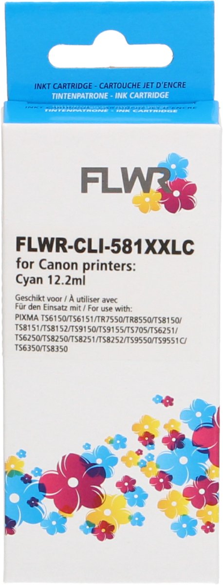 FLWR inktcartridge voor Canon 581XXL Cyaan - Premium Huismerk Canon 580XXL inkt (Cyaan - hoge capaciteit) o.a. geschikt voor Canon PIXMA TR7550, Canon PIXMA TR8550, Canon PIXMA TS6150, Canon PIXMA TS6250, Canon PIXMA TS6350
