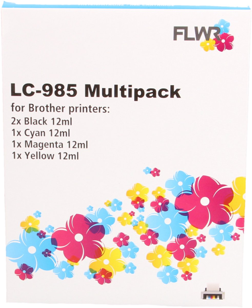 FLWR - Inktcartridge / LC-985 / 5-pack Zwart & Kleur - Geschikt voor Brother