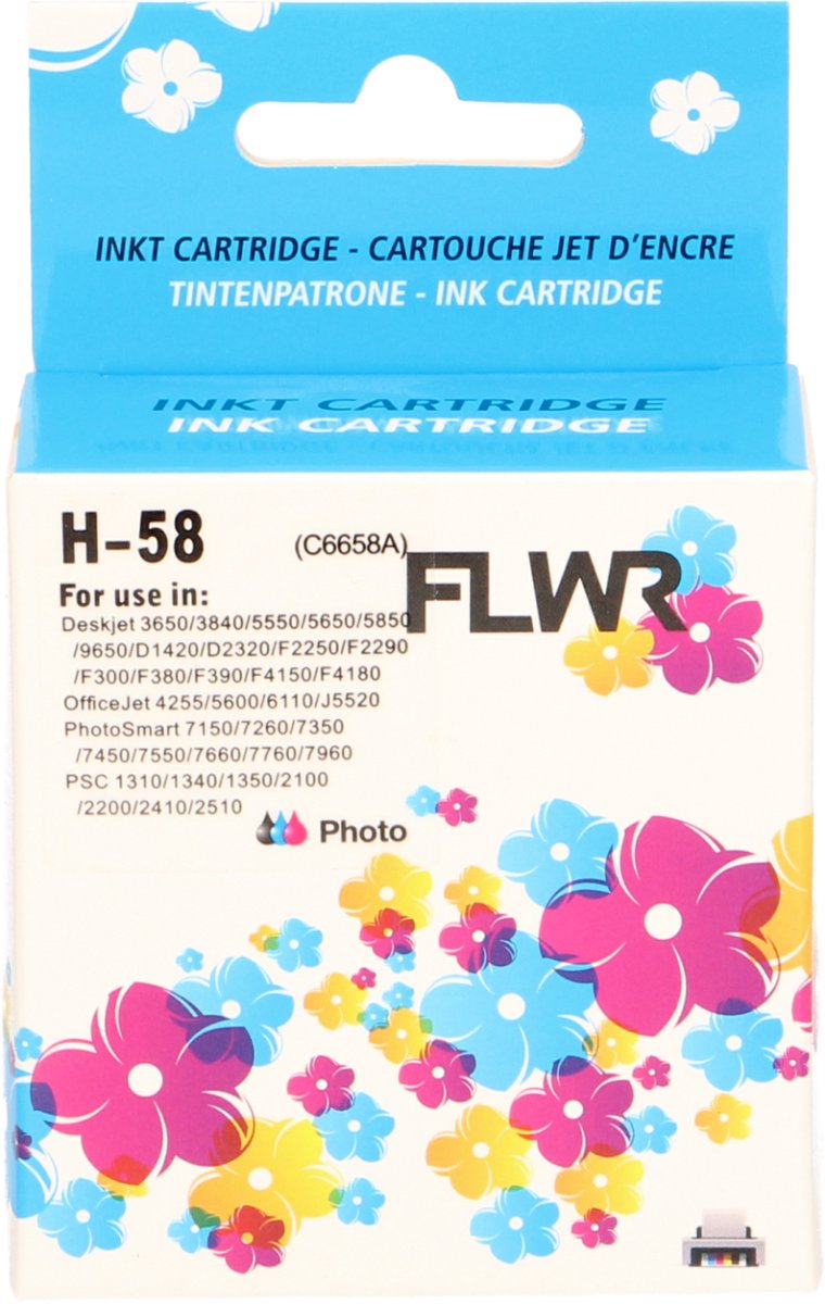 FLWR - Cartridges / HP 58 / foto kleur / Geschikt voor HP