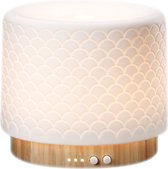Lanaform - Moya - Aroma Diffuser Keramiek - Geurverspreider - Etherische Olie Diffuser - Modern Design Met Bamboe En Keramiek - LED-lamp Met Variabele Intensiteit - Mindfulness: Meditatie Oefeningen