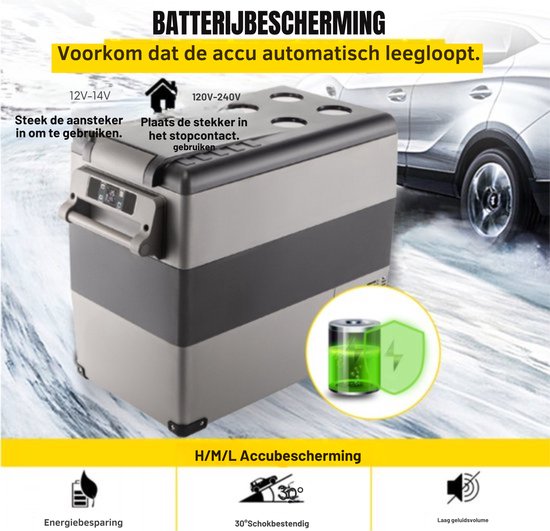 Koelbox - Auto Koelbox - Friggo - Met Display en Verlichting - 55L - Zwart/Grijs - Met Wielen van KOEL — afbeelding 4