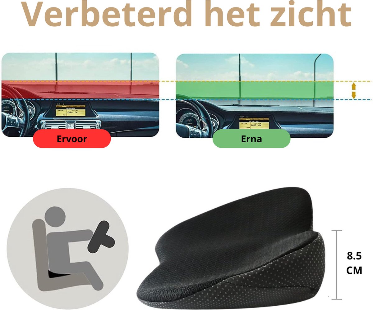 UVCMDUI Autozitkussen, universele stoelverhoger voor volwassenen voor auto, 2 inch traagschuim zitkussen zacht comfort zitkussen antislip bureaustoel rolstoelkussen voor thuis of in de auto, beige