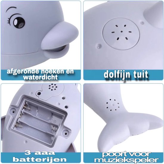 Cliste Mini de groot Badwalvis met Muziek en Lichts - Badspeelgoed - Wit - Lichtjes - Baby Speelgoed - Vis Spuit Water - Badspeeltjes - Voor in bad - Fish Spray Water - bad walvis - Waterspeelgoed - Speelgoed - Fish Bath Toy van Merkloos — afbeelding 4