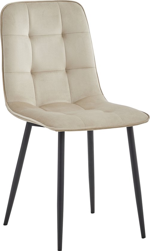 Colenis - Ela Eetkamerstoel - Set Van 4- Beige - Fluweel - Velvet - Industrieel