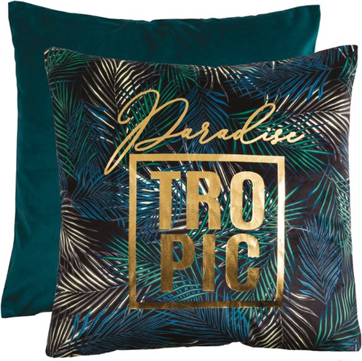 ZoeZo Design - kussen - sierkussen - Paradise Tropic - 45 x 45 cm - groen goud - met binnen-kussen