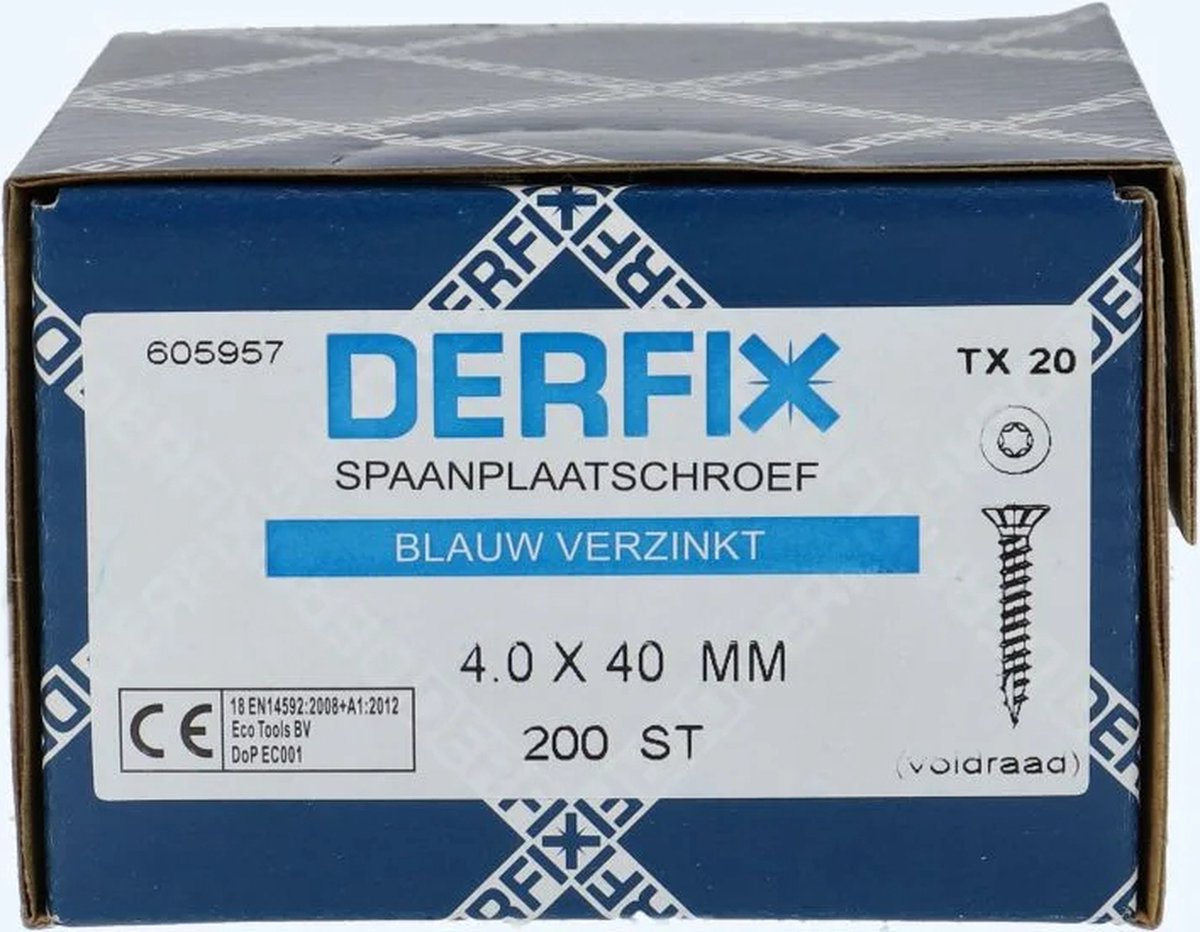 Creaties van hier-spaanplaatschroef - 4,0 x 40 mm - Torx - voldraad