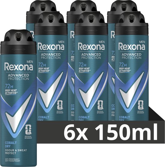 Rexona Men Advanced Protection Anti-Transpirant Deodorant Spray - Cobalt Dry - 6 x 150 ml - Voordeelverpakking