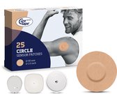 CureTape Sensor Patches - Circle - Sensor Pleisters - Beige - Freestyle Libre 2 & 3 - Dexcom G7 - Medtronic Simplera - 25 Stuks