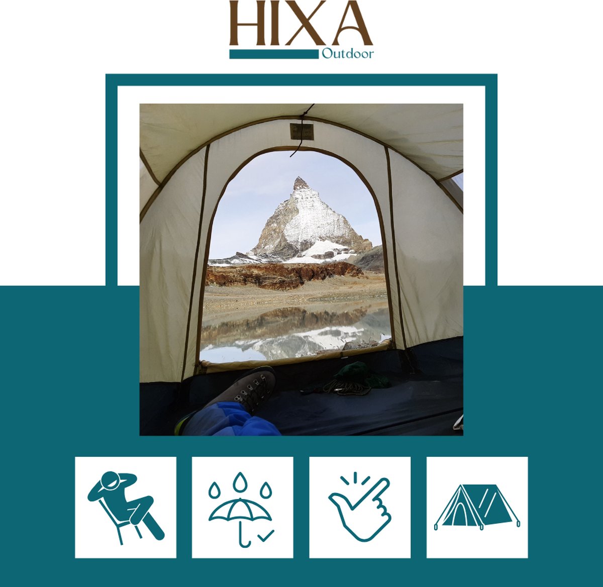 HIXA Pop-Up Tent - 1 Persoons - Groen - festival - 210x120x95cm - Kamperen – foto 2