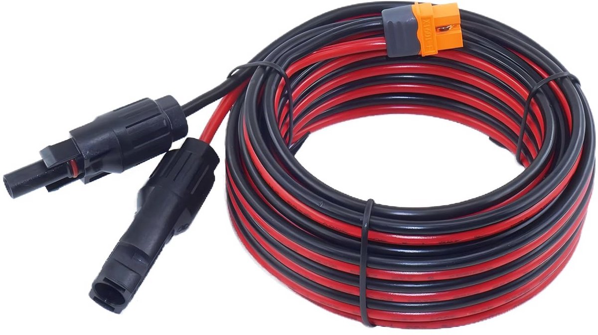 Zonne-energie verlengkabel 5m met XT60i-aansluiting - 12AWG zonnekabel, waterdicht, compatibel met verschillende zonnepanelen