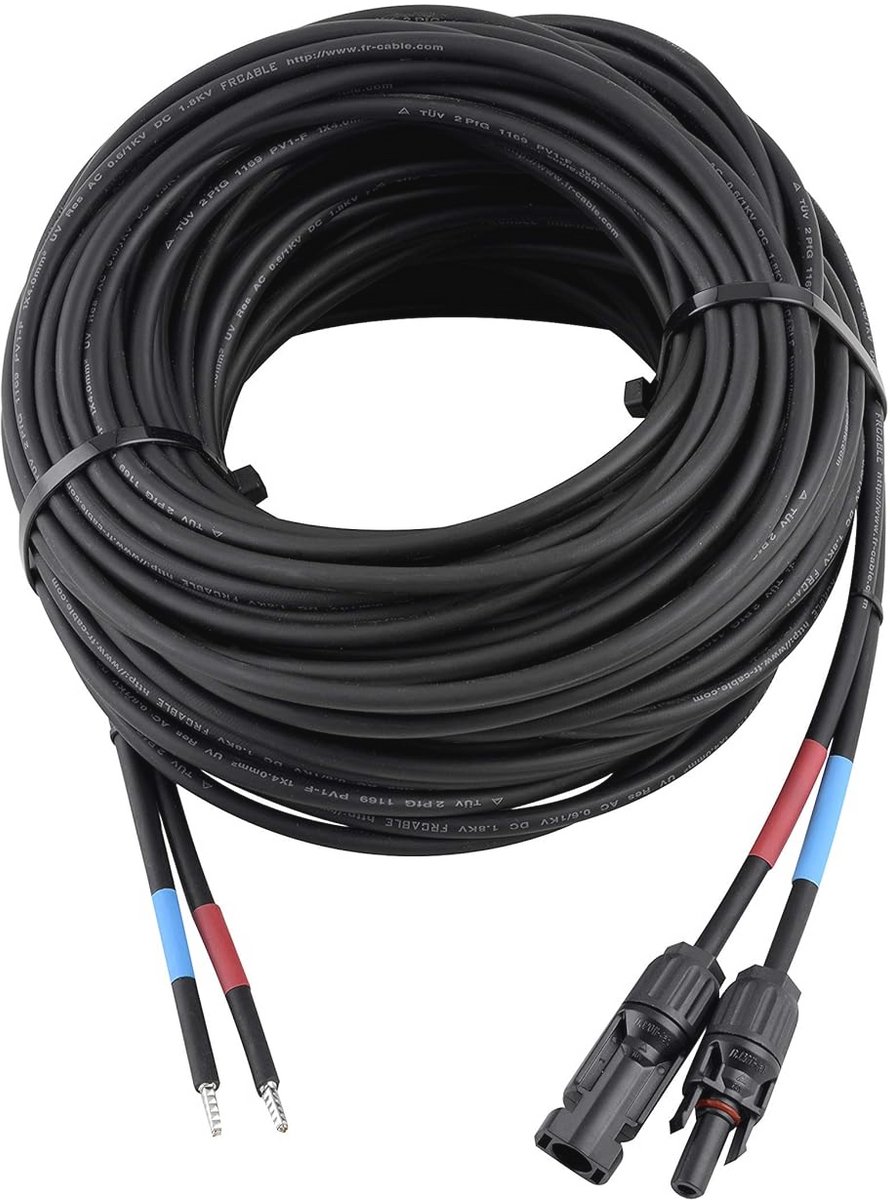 Professionele 4mm² Zonnepaneel Aansluitkabel 15 Meter voor Laadregelaar