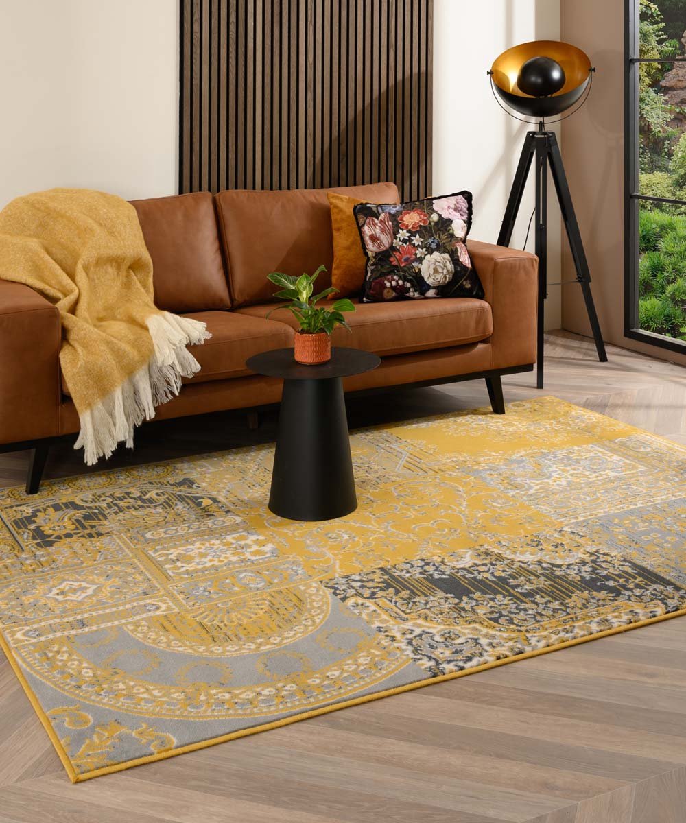 Patchwork vloerkleed - Ease Agatha okergeel 190x280