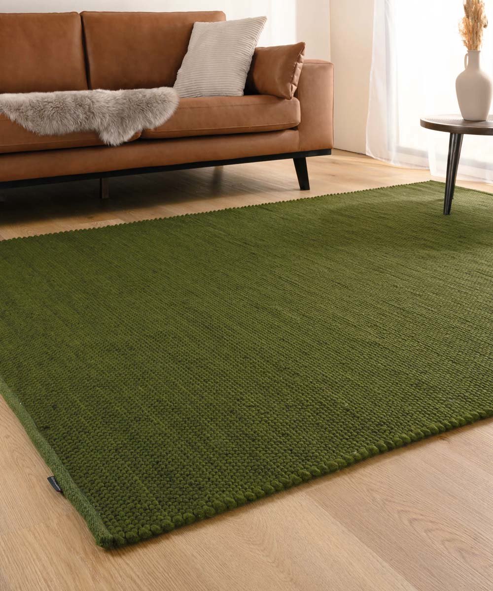 Wollen vloerkleed - Lett groen 140x200