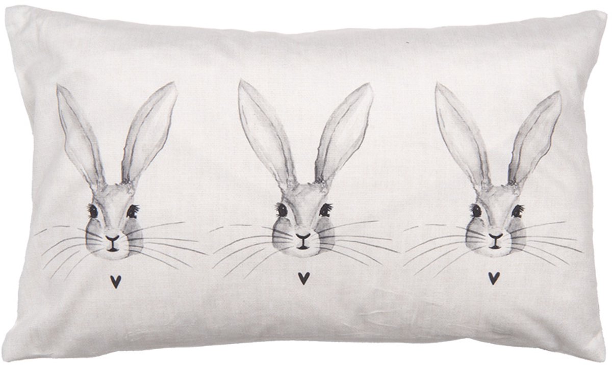 Clayre & Eef Kussenhoes 30x50 cm Beige Polyester Konijn