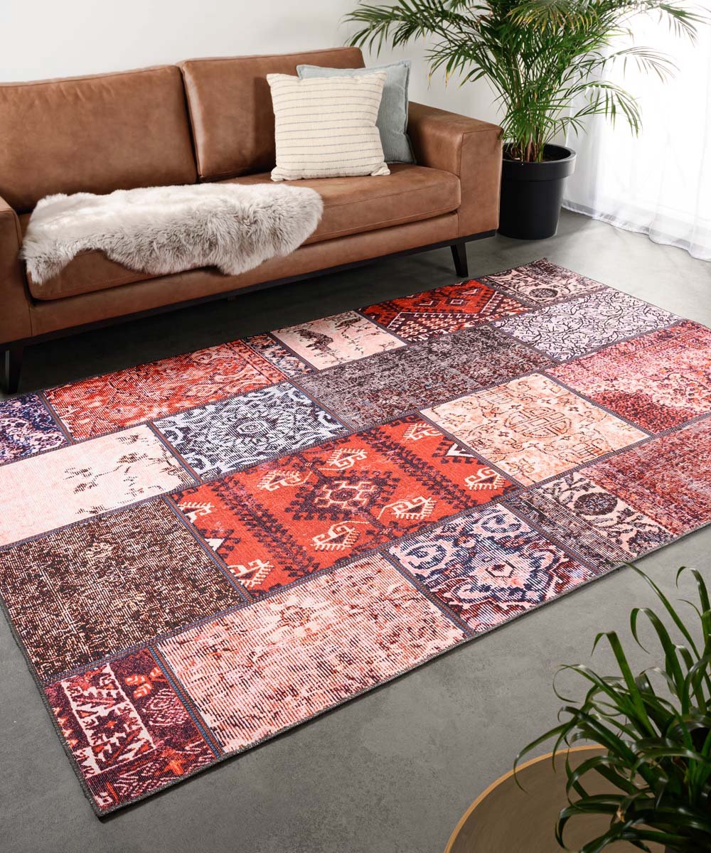 Patchwork vloerkleed - Fade No.1 rood/multi 76x150 cm