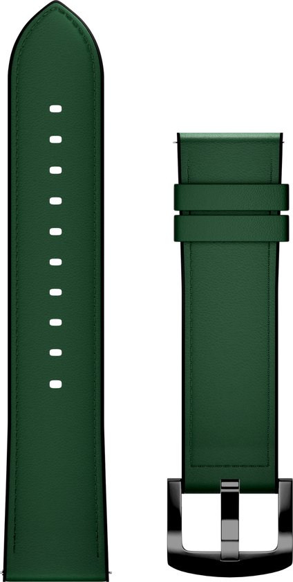 Maoo Smartwatch Bandje - Leer - Geschikt voor Maoo Titan & ProWatch - Universeel - 22mm - Groen met Zwarte gesp