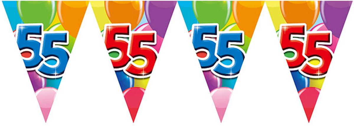 2x Vlaggenlijn 55 jaar 10 meter dubbelzijdig bedrukt - Verjaardag Feestje Vlag Vlaggen Versiering Slinger Feestdecoratie Decoratie