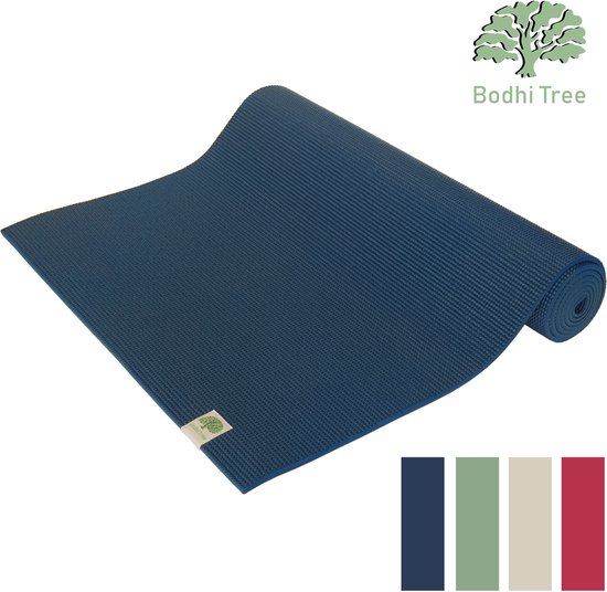Bodhi Tree® Yogamat 6mm - 183x61cm - Studio Yoga Mat Extra Dik - Anti slip Yogamatten met Draagriem - Fitness Mat Sportmat - Blauw Donkerblauw