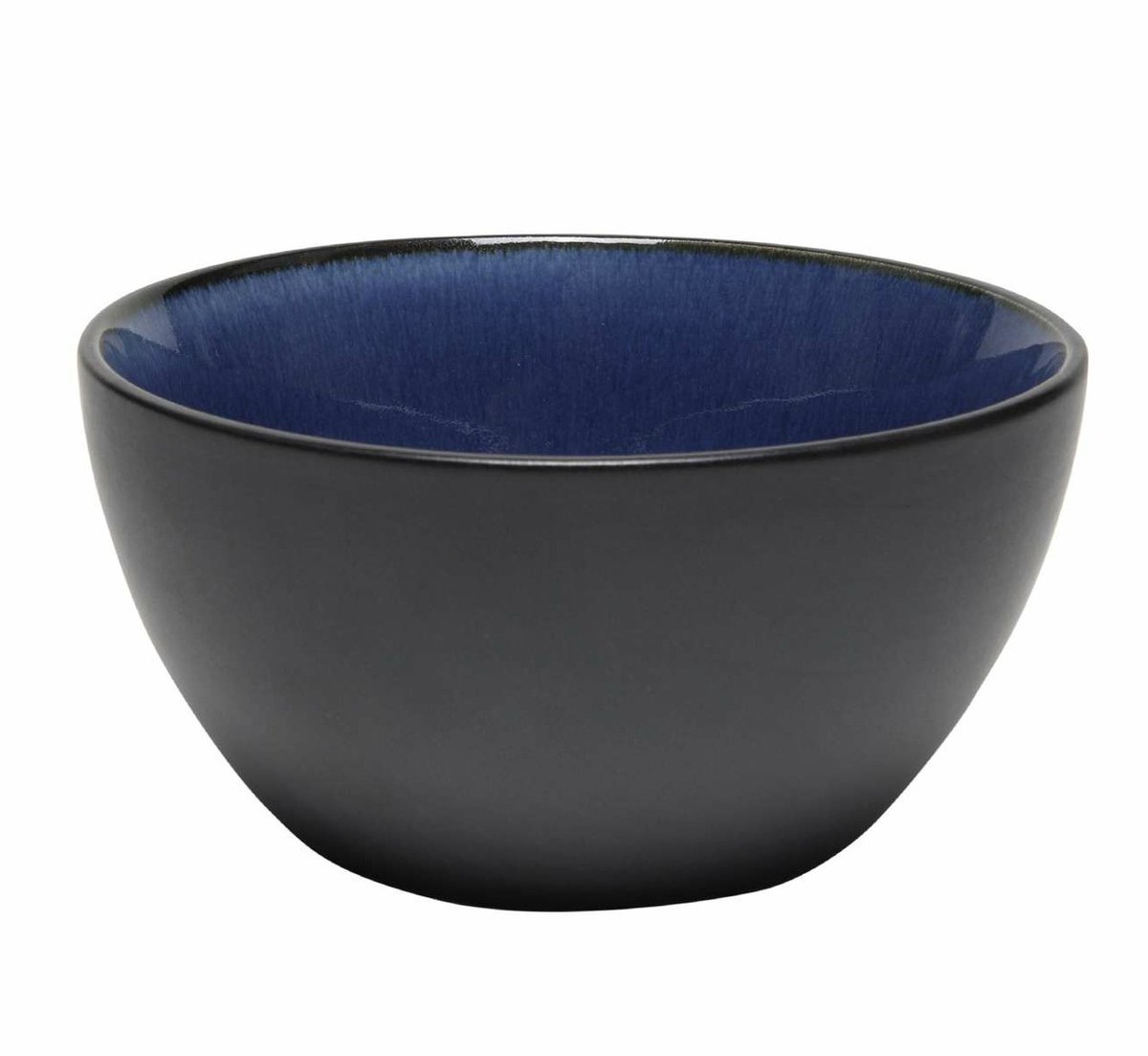 Bellatio Design Kommetje/serveer schaaltje Samos - antraciet/donkerblauw - 1x - ontbijt/hapjes - keramiek - stapelbaar - 14 x 7 cm - Soepkommen