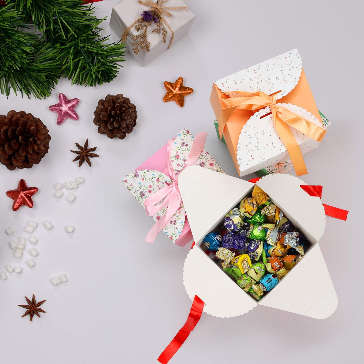 16 bruine geschenkdozen kraftpapier, 10 x 10 x 10 cm, kleine kartonnen dozen, kartonnen dozen met deksel, geschenkdozen, vierkant, voor geschenken, feest, bruiloft, verjaardag