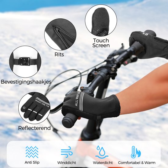 Fietshandschoenen met Touchscreen - Winddicht / Waterdicht - Motor Handschoenen - Maat: L — afbeelding 3