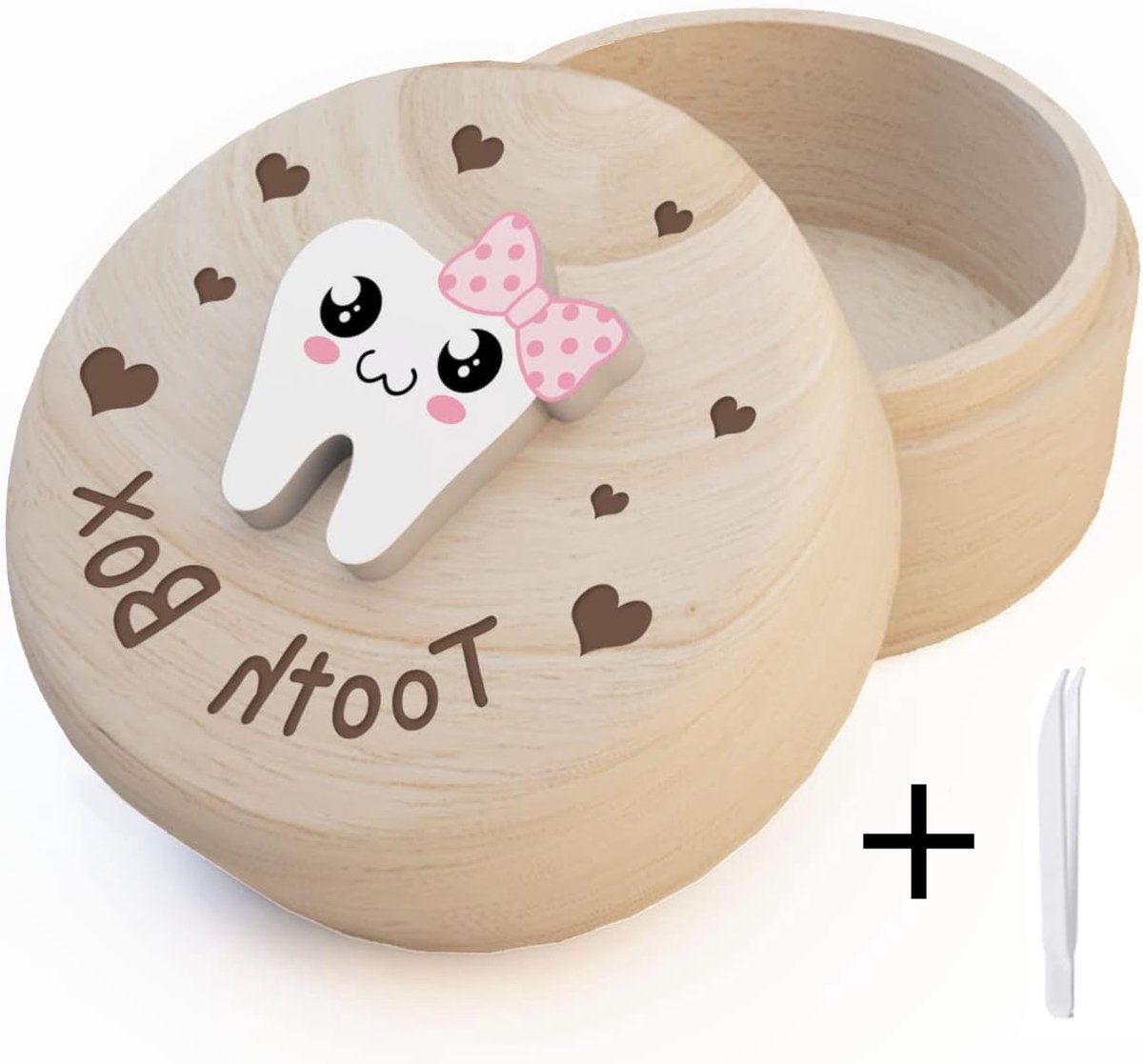 Tandendoosje-tandendoosje jongens-Kraamcadeau-Baby cadeau-tandendoosje meisjes-Inclusief 1 kleine tang-tandendoosie hout-Sectie c