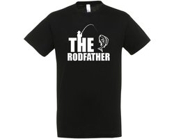 The Rod Father T-shirt - Vis Hobby Cadeau T-shirt - Vissen - Vis T-shirt - Grappig Cadeau - Dames - Heren - Unisex - Tshirt Hengelsport - visspullen - Zwart - Fishing - Hobby - Maat XL