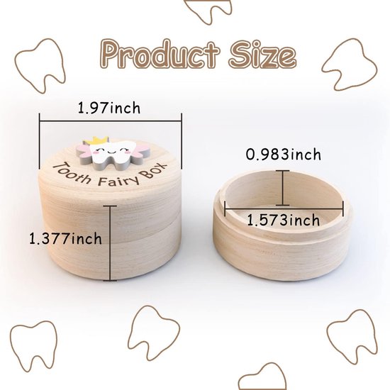 Tandendoosje-tandendoosje jongens-Kraamcadeau-Baby cadeau-tandendoosje meisjes-Inclusief 1 kleine tang-tandendoosie hout-Sectie B van Sytaun — afbeelding 5