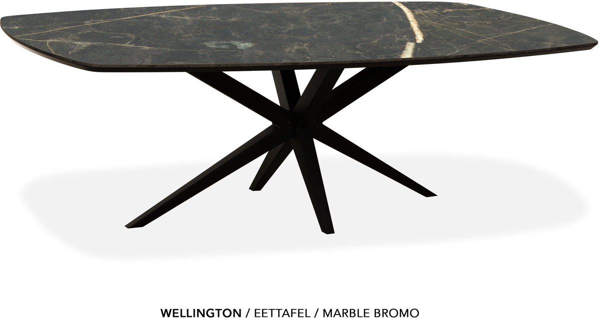 Maxfurn Deens ovale eettafel 250x128cm met verjongde rand | Zeer krasvast | Kleur: Marble bromo Marbel bromo