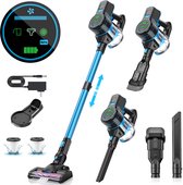 Cleanova Steelstofzuiger V350 Pro - 36000PA - 350W sterke zuigkracht - draadloos - 4 opzetstukken - Display - kruimeldief - stofzuiger zonder zak - LED verlichting - 3000mAh - inclusief muurbevestiging + 2X hepa filter