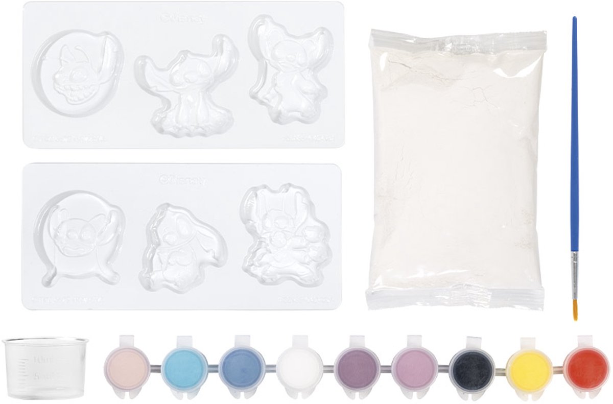 Disney Stitch gipsfiguren gieten | Totum knutselset speelgoed meisjes en jongens incl. gips, mallen verfstrip 9 kleuren en penseeltje — afbeelding 2
