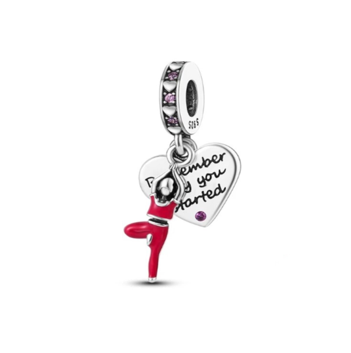 SportPresent® - Sportbedel - Yoga - bedel voor armband - Sport - Rust - Yogi - Sadhaka - Hart - Tekst - Charm - Sadhaka - Zilver - 925 - Ketting - Bedelarmband -Sleutelhanger - Teamkado