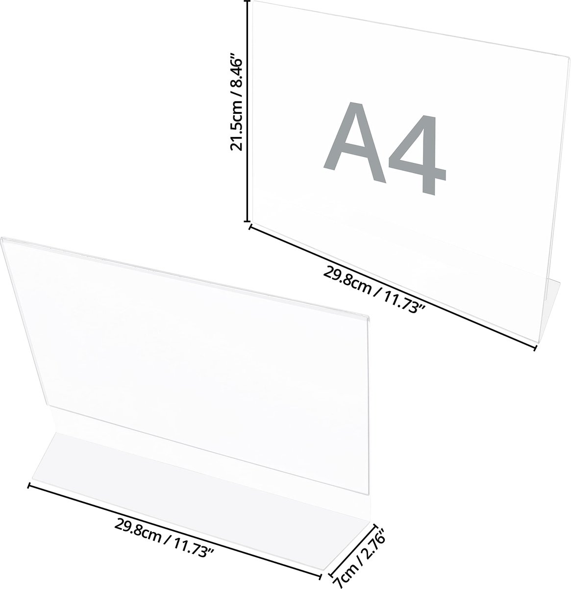 Lot De 3 Présentoirs Bureau A4 Paysage En Méthacrylate Transparent - Porte-Menu, Porte-Prix, Porte-Affiche