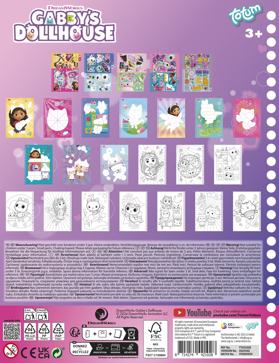Gabby's Poppenhuis Totum sticker puzzelboekje inclusief kleurplaten vakantieboek 10 stickerpuzzels - sticker by number vakantie doeboek Gabby's Dollhouse — afbeelding 7