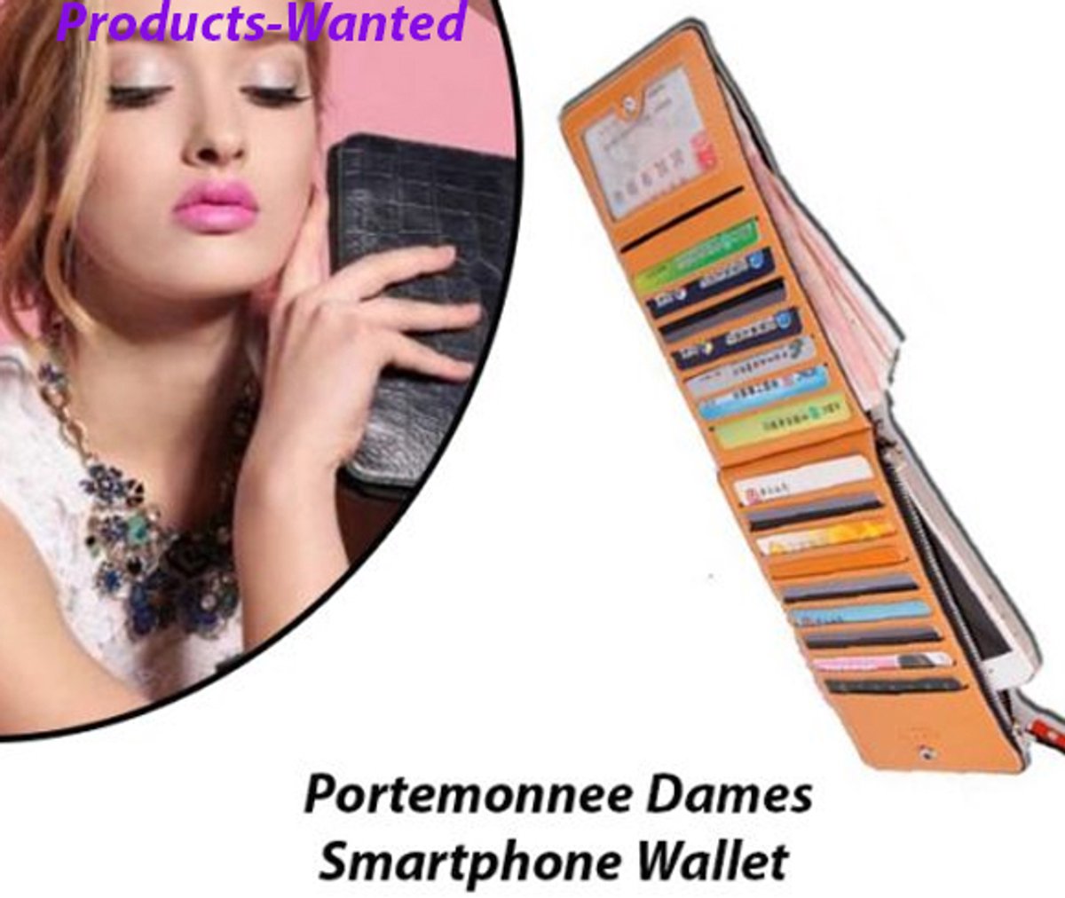 2 Stuks Portemonnee Dames Smartphone Wallet in Oranje en Rood Kleuren