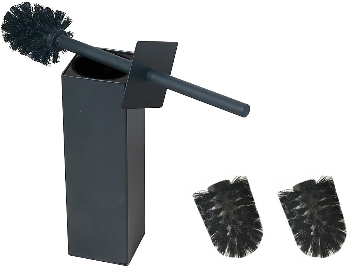 My Ninki ® Stijlvolle en Toilettenborstelhouder van Roestvrij Staal voor Badkamer en Hotelgebruik – Zwart