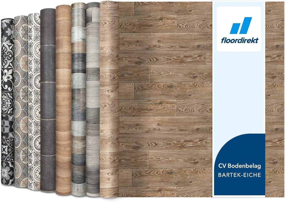 FLOORDIREKT PVC-Vloeren - Bartek Eik - Raymond 4 - Vinyl vloeren - Natuurlijk houteffect - Dikte 2 mm - 200 x 200 cm