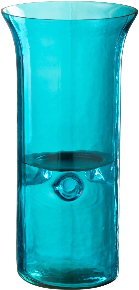J-Line windlicht Tarifa Smal - glas - azuur - medium Blauw