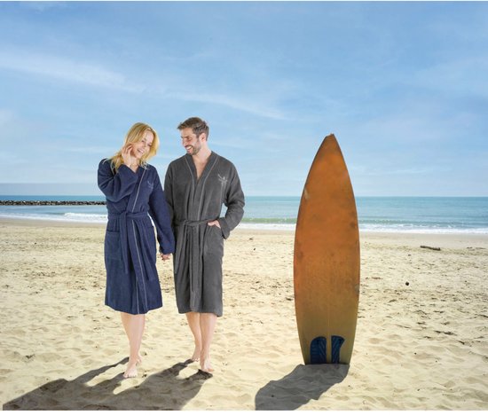 Chiemsee : Peignoir Venetië pour femme et homme, idéal pour sauna & spa, (1 pièce), couleur : Grijs - taille XXL
