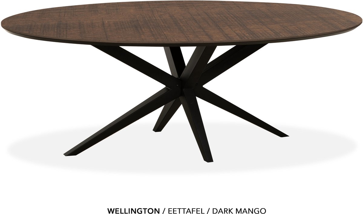 Maxfurn Ovale eettafel 220x120cm met verjongde rand | Zeer krasvast | Kleur: Dark mango