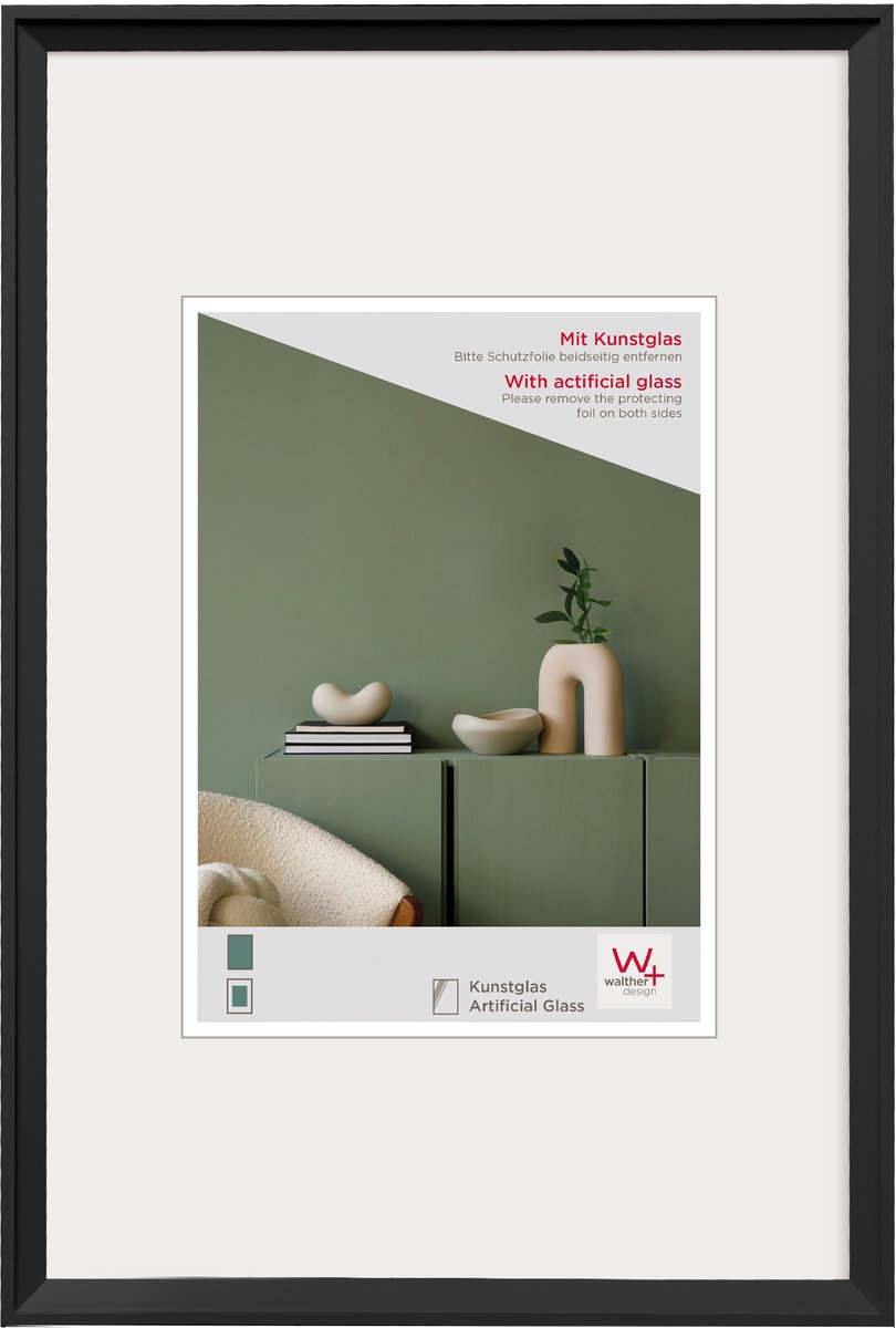 Walther Desire - Kunststof lijst - Fotoformaat 15x20 cm - Kunstglas - Zwart