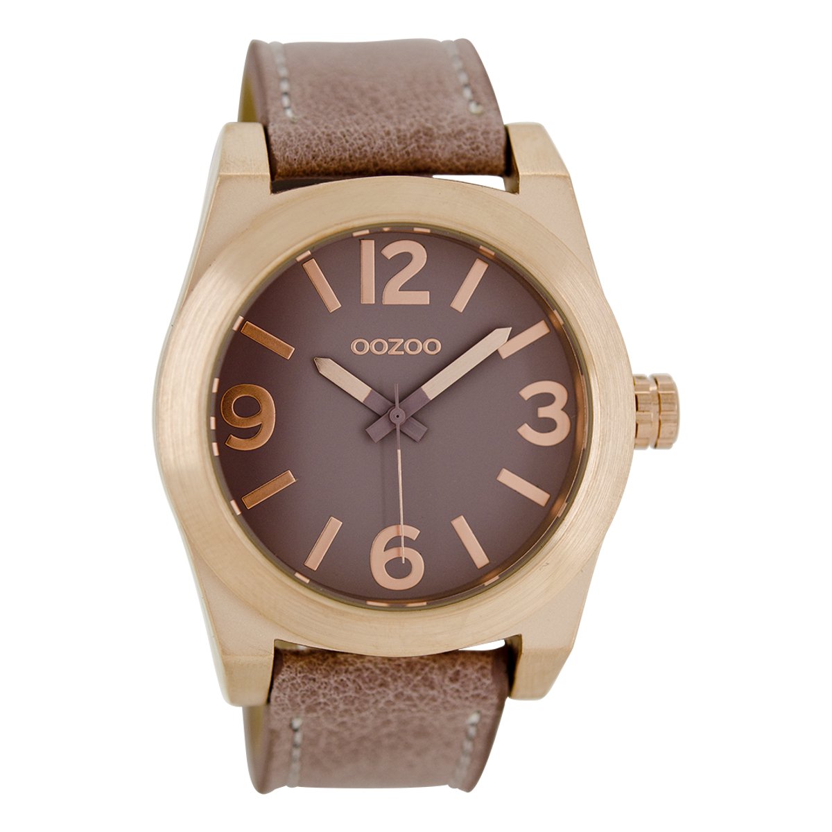 OOZOO Timepieces - Rosé goudkleurige horloge met oud roze leren band - C6737