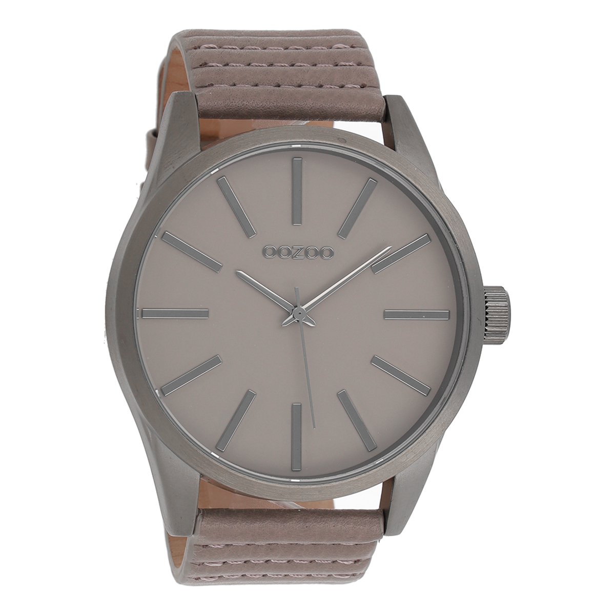 OOZOO Timepieces - Titanium horloge met taupe leren band - C9411