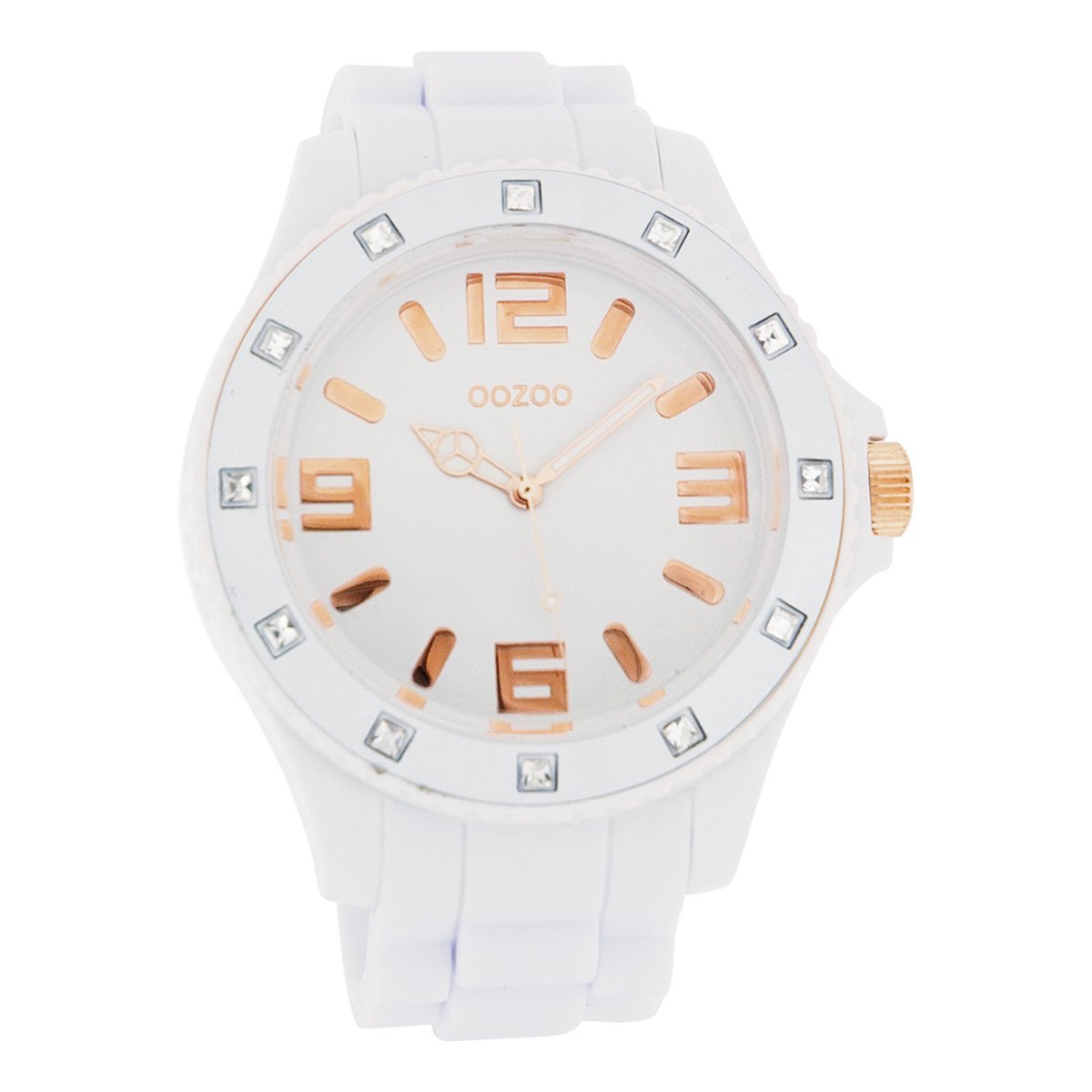 OOZOO Timepieces - Witte horloge met witte rubber band - C4337
