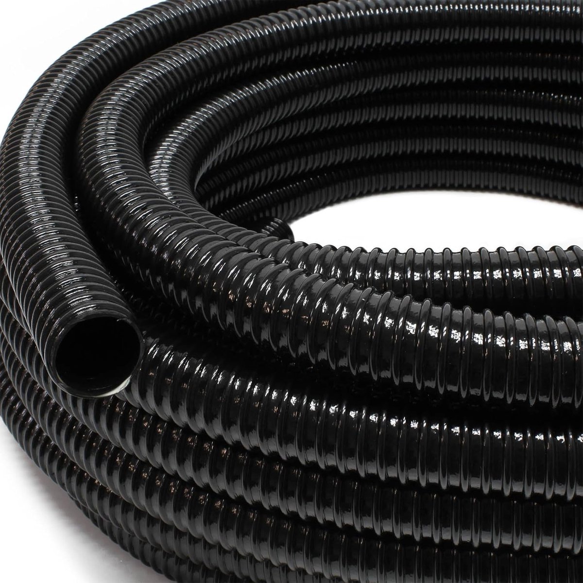 Flexibele Aanzuigslang 5 m - Spiraalslang 38 mm Zwart met Versterkingsspiraal